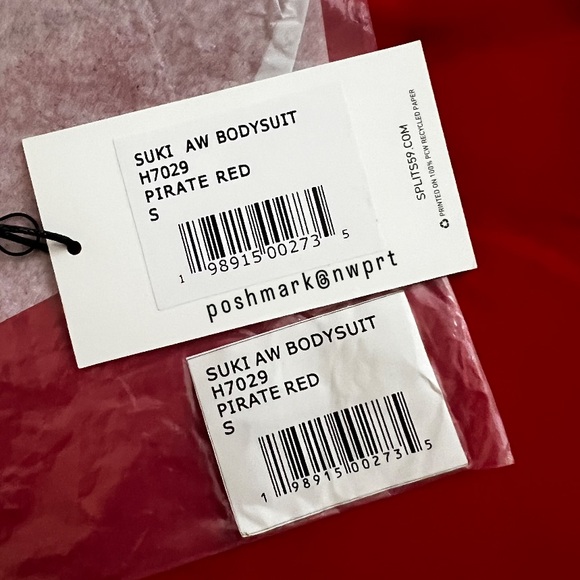 SPLITS59 ♥️ Suki Bodysuit Racerback Tank Pirate Red S Small - Picture 5 of 10